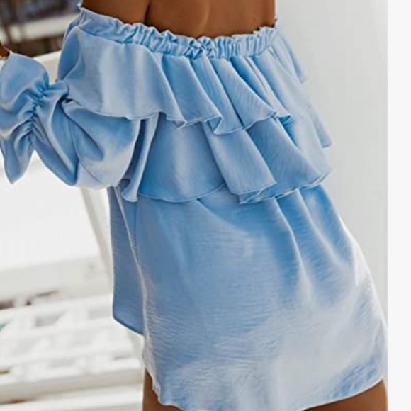 Super cute woman off shoulder ruffle blouse tops - Picture 2 of 3